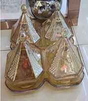 صينيه تقديم المكسرات و الحلوي زجاج جولد 4*1