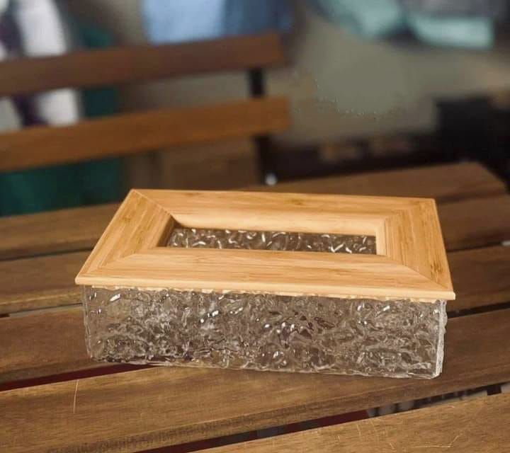 علبه مناديل اكريلك ثلجي غطاء خشب