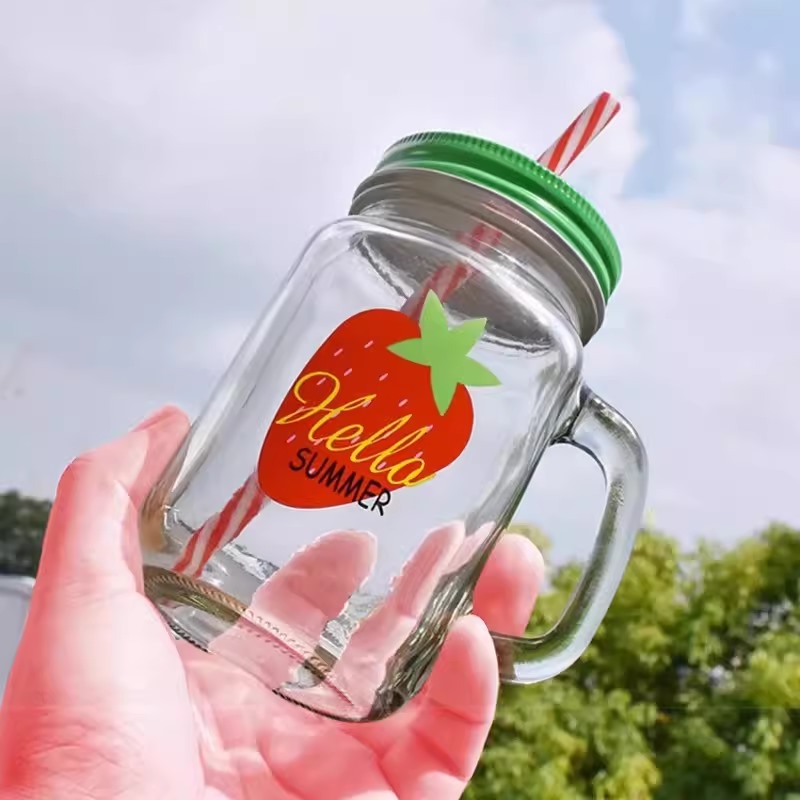 كوب برطمان زجاجي شفاف بالشاليموه