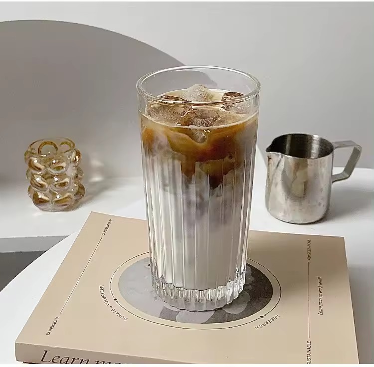 طقم اكواب زجاج ابيض مضلع طويل 6 حبه
