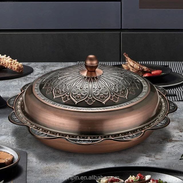 صينيه كبسه نحاس بغطاء جامبو مقاس 40 سم