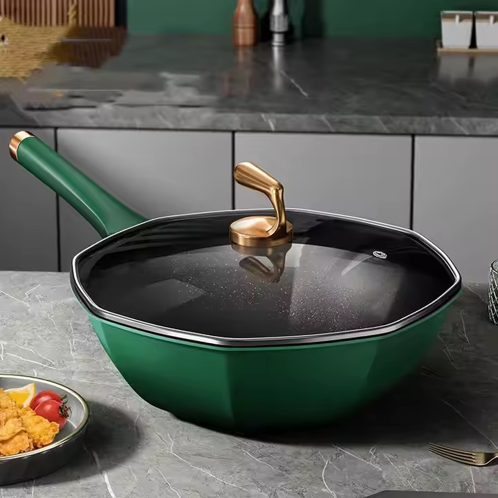 مقلايه سداسي بغطاء شفاف مقاس 32 CM