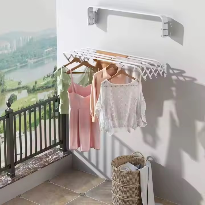 رف غسيل ابيض قابل للطي لتجفيف الملابس بالهواء مقاس 100 CM
