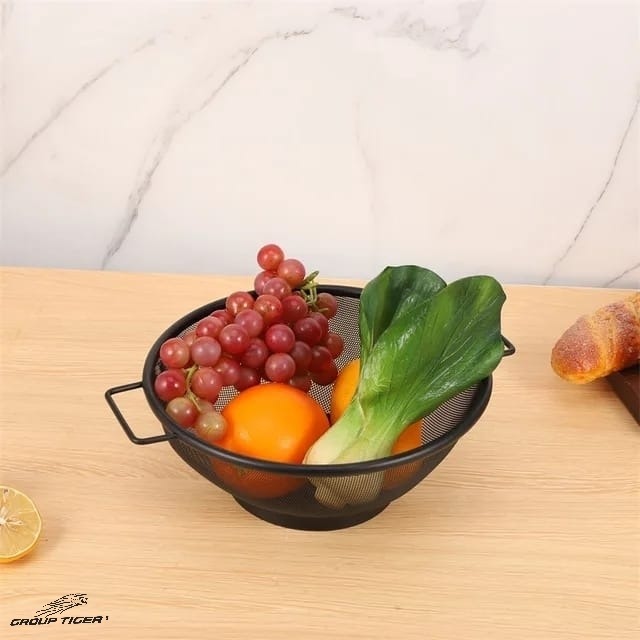 مصفاه خضراوات وفواكهه استيل مدور اسود بيدين 22 سم