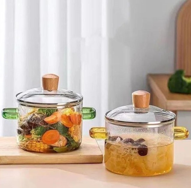 قدر طبخ زجاجي بيركس بغطاء ويدين زجاج شفاف سعة 1.8 لتر