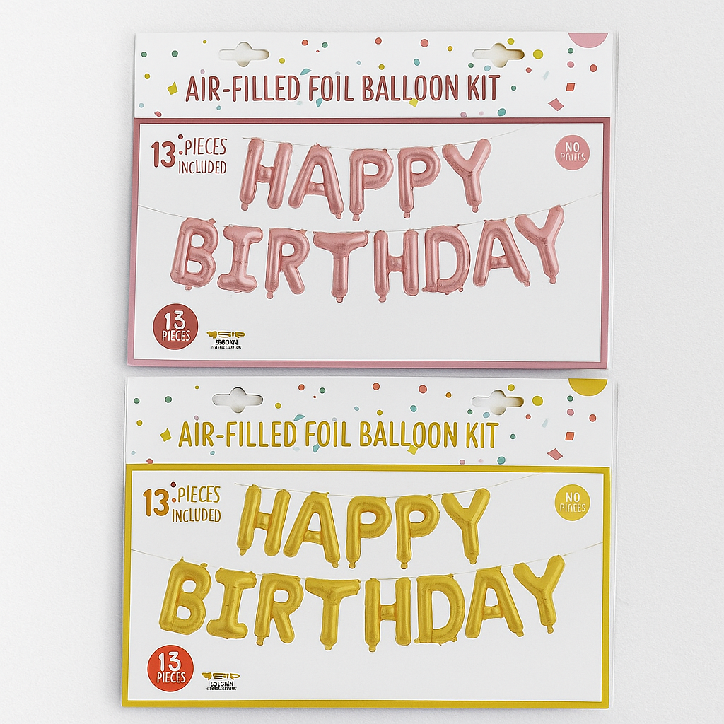 حروف HAPPY BIRTHDAY بينك واصفر