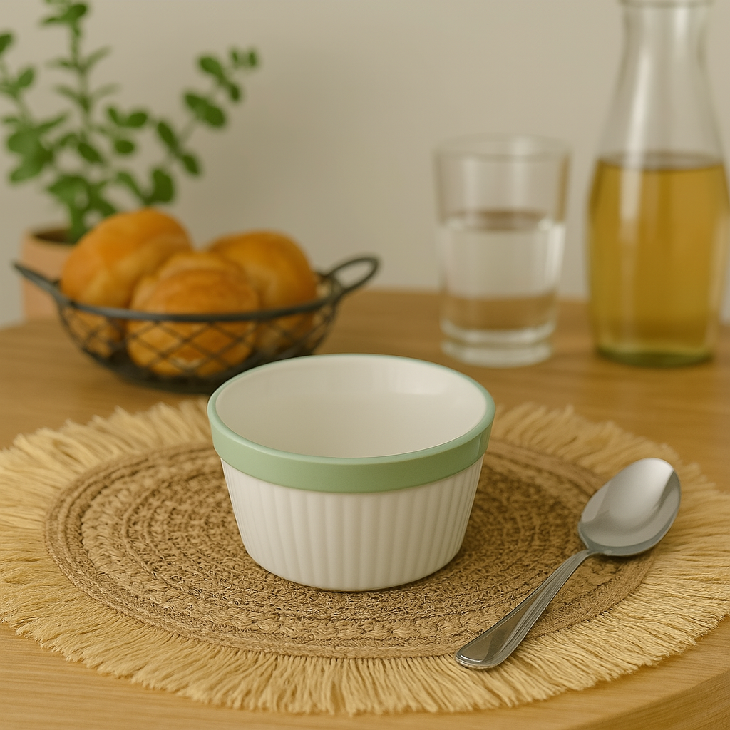 وعاء شوربه غويط سيراميك مضلع لون اخضر  1 حبه
