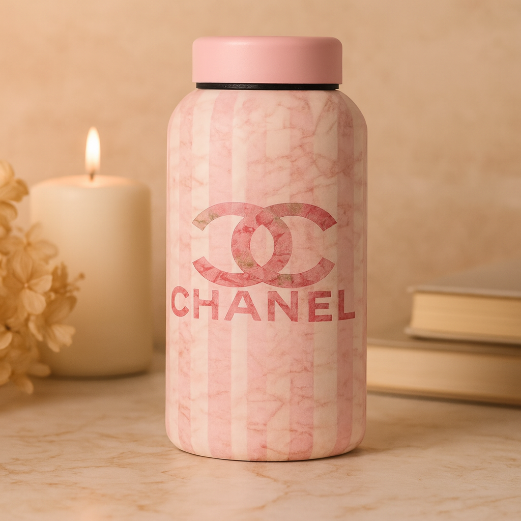 زجاجة SHEIN حراريه معزولة بتفريغ الهواء ستانلس ستيل 500 مل برسومات  CHANEL