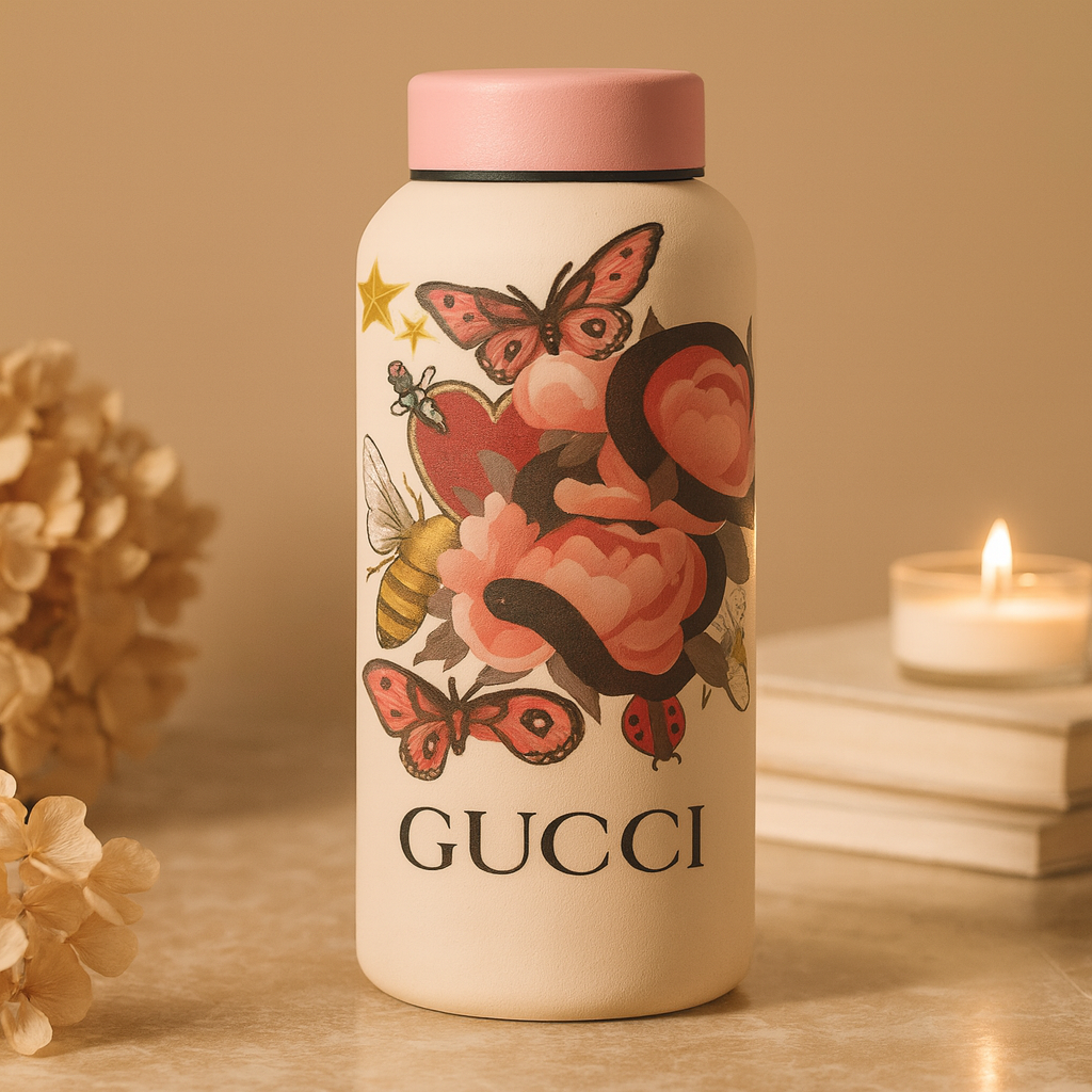 زجاجة SHEIN حراريه معزولة بتفريغ الهواء ستانلس ستيل 500 مل برسومات  GUCCI