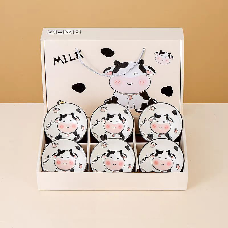 طقم بولات بورسلين مدور 6 ق شكل COW