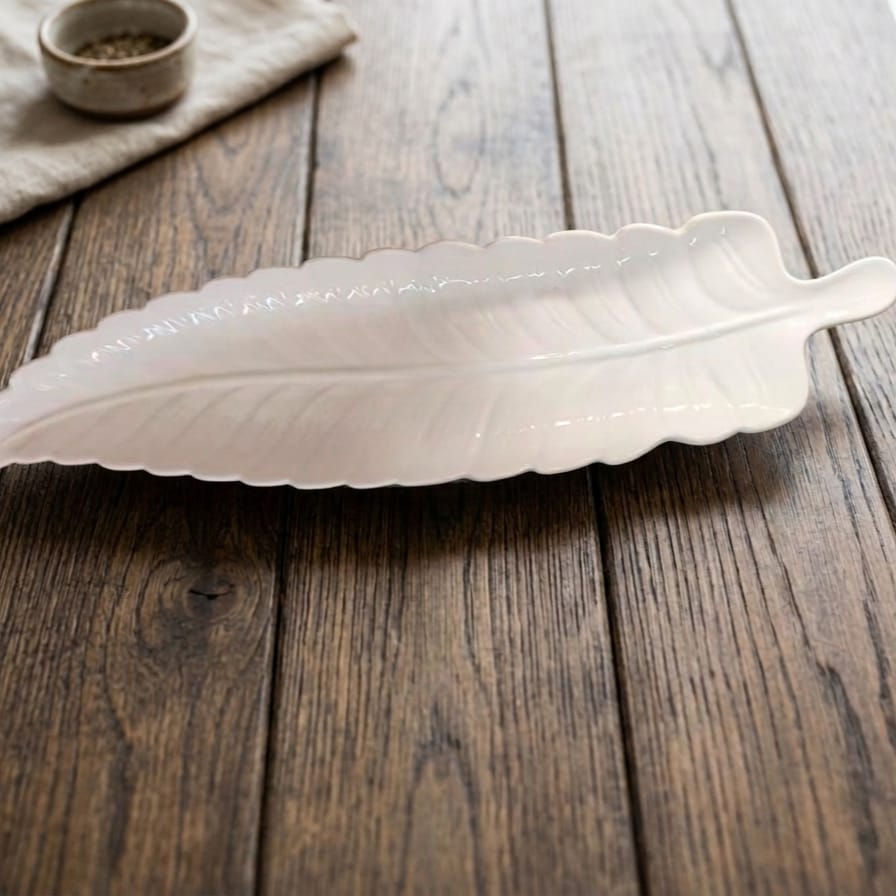 طبق تقديم بورسلين ورق شجر 43cm