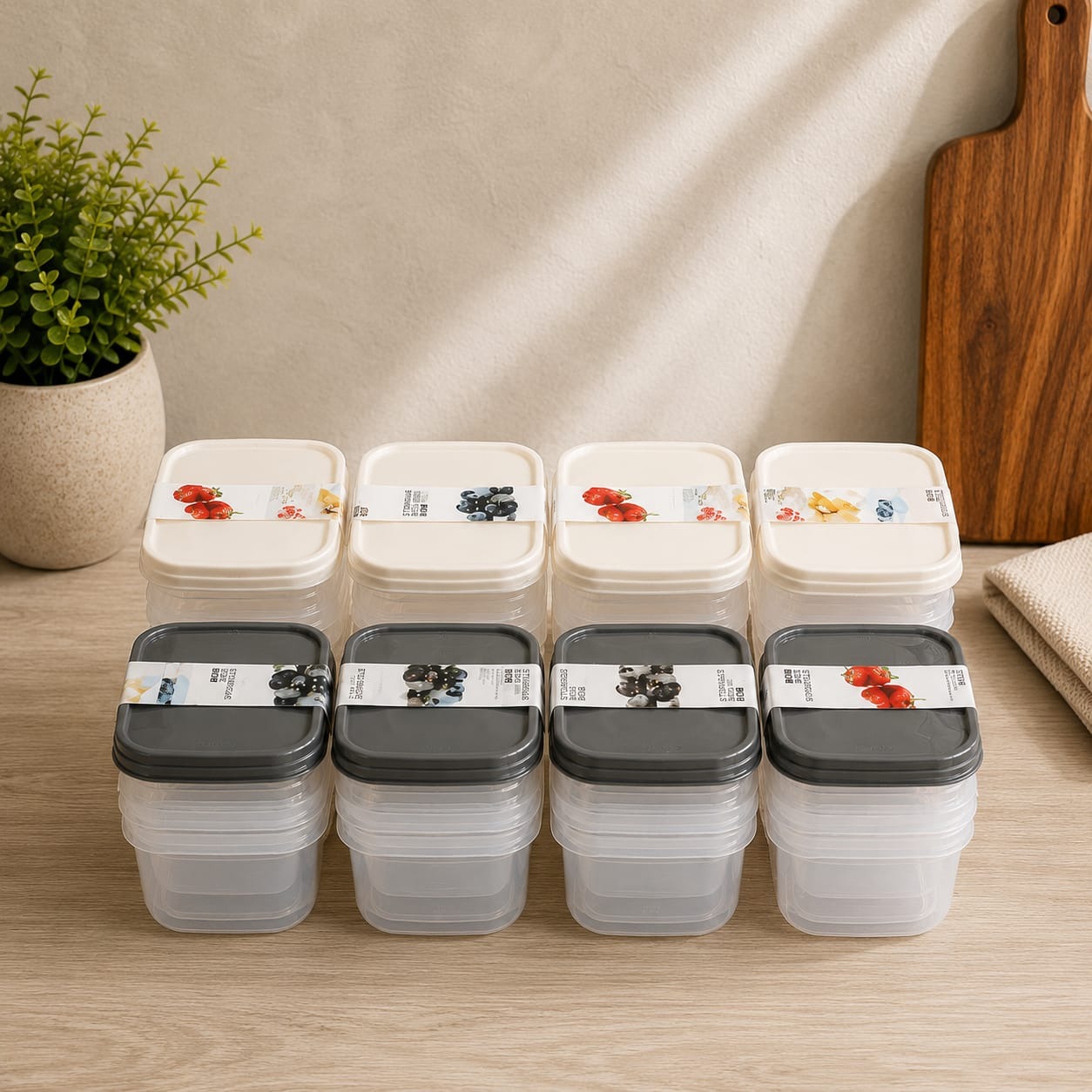 طقم علب ثلاجه بلاستيك 48 ق