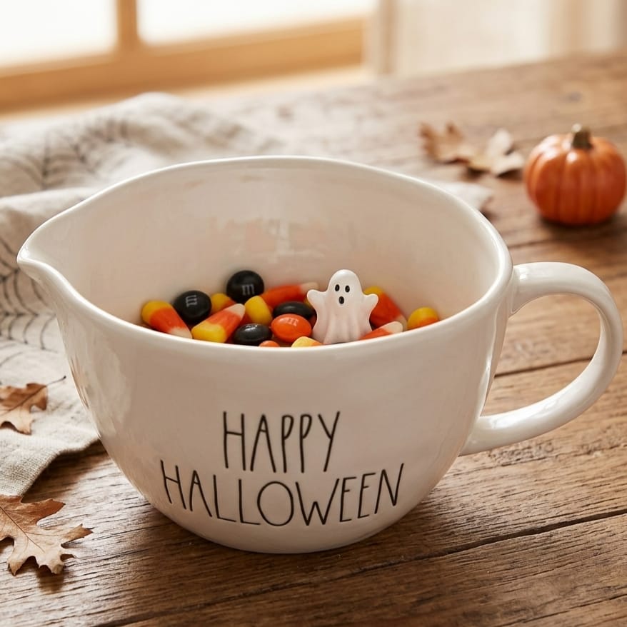 مج شوربه بورسلين ابيض Happy halloween