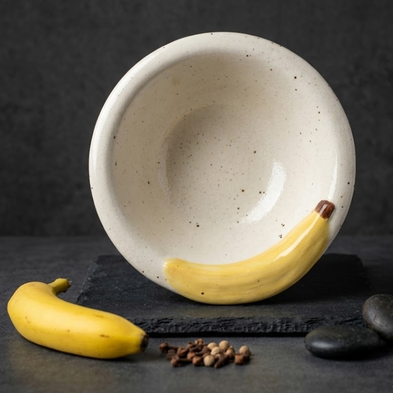 طبق صوص بورسلين منقط مرسوم La banana