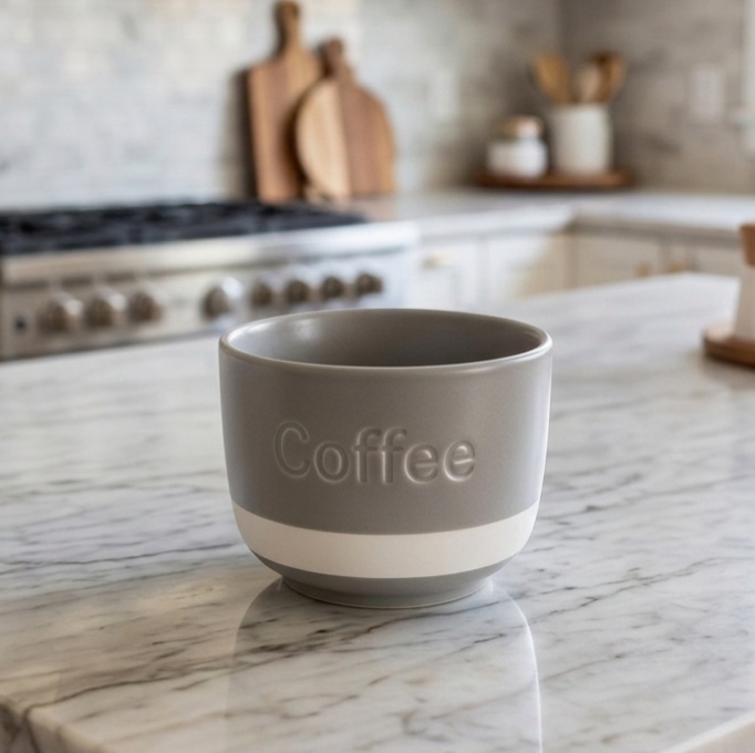 مج ماغنسيوم فرداني رمادي بقاعده ابيض coffee