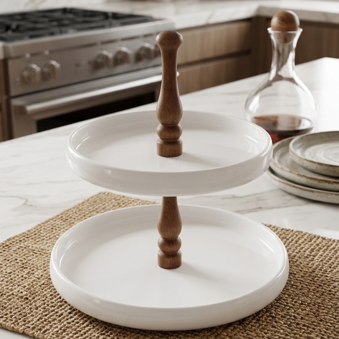 شياله بورسلين ابيض 2 دور بحامل خشب شده