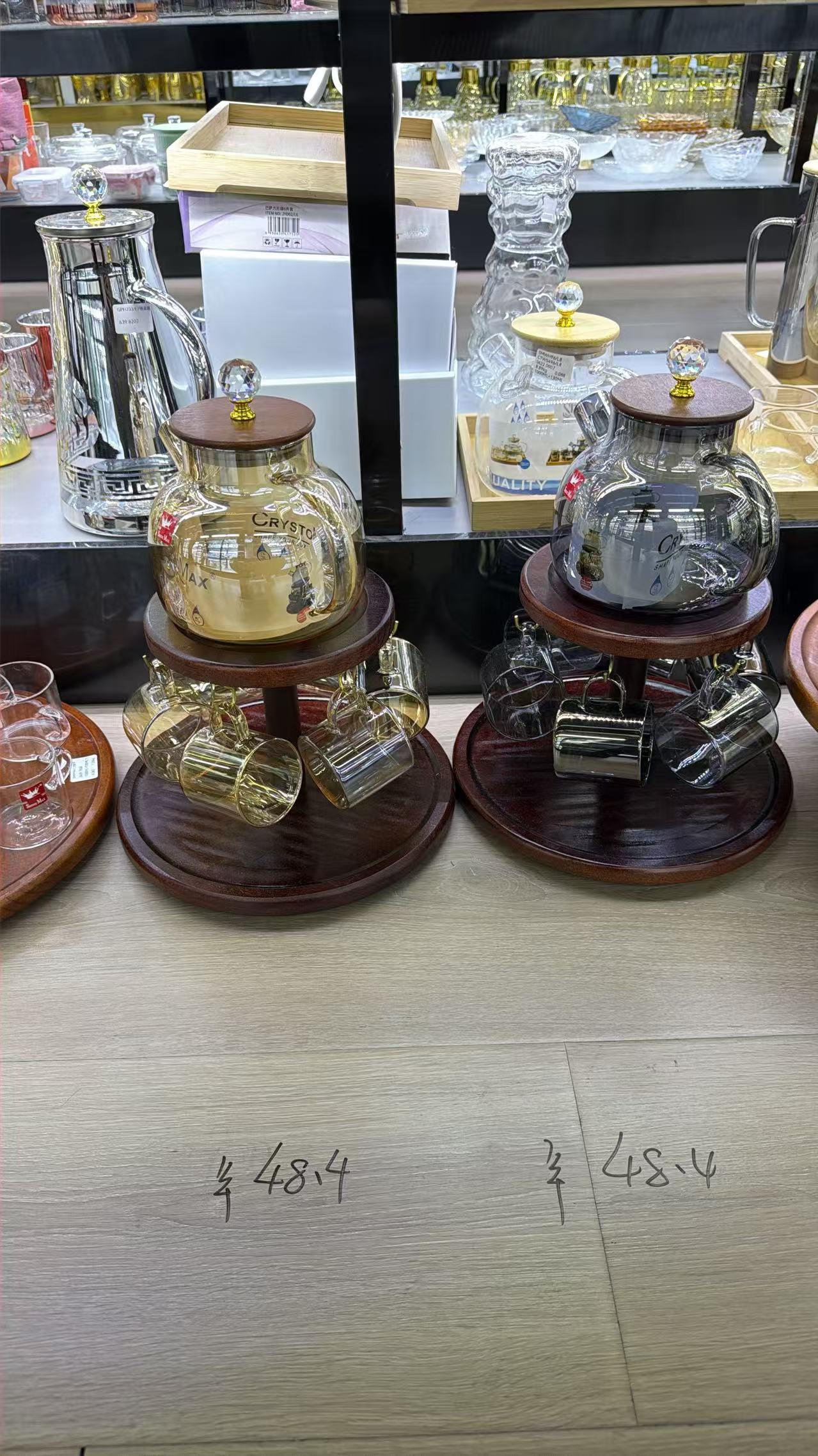 طقم براد شاي زجاج فاميه بالاستاند والاكواب