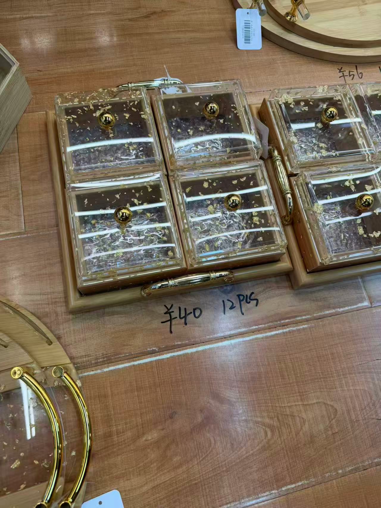 طقم بولات تسال 4 ق + صينيه خشب