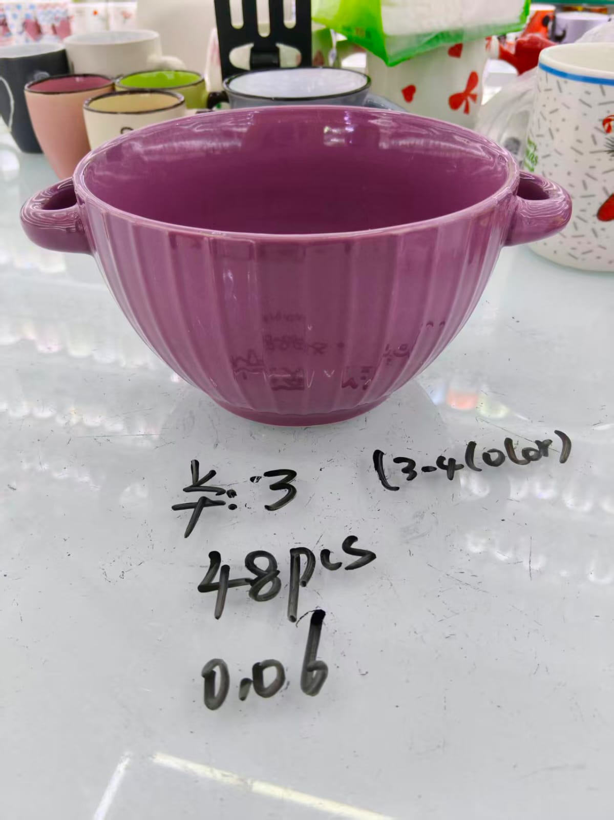 طاجن بورسلين مدور مضلع بيدين لون purple