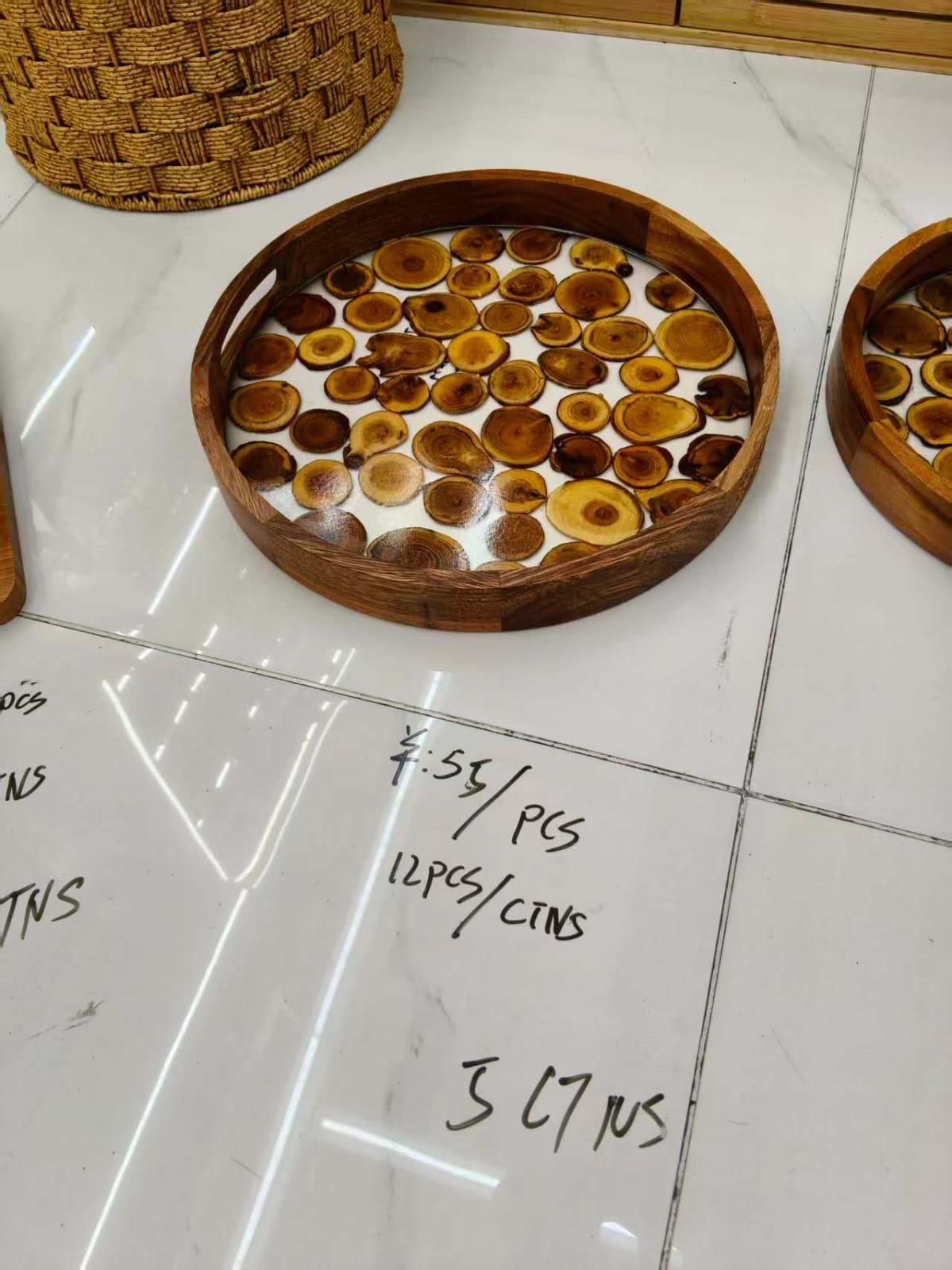 صينيه خشب مدوره  غويط بيدين دواير خشب