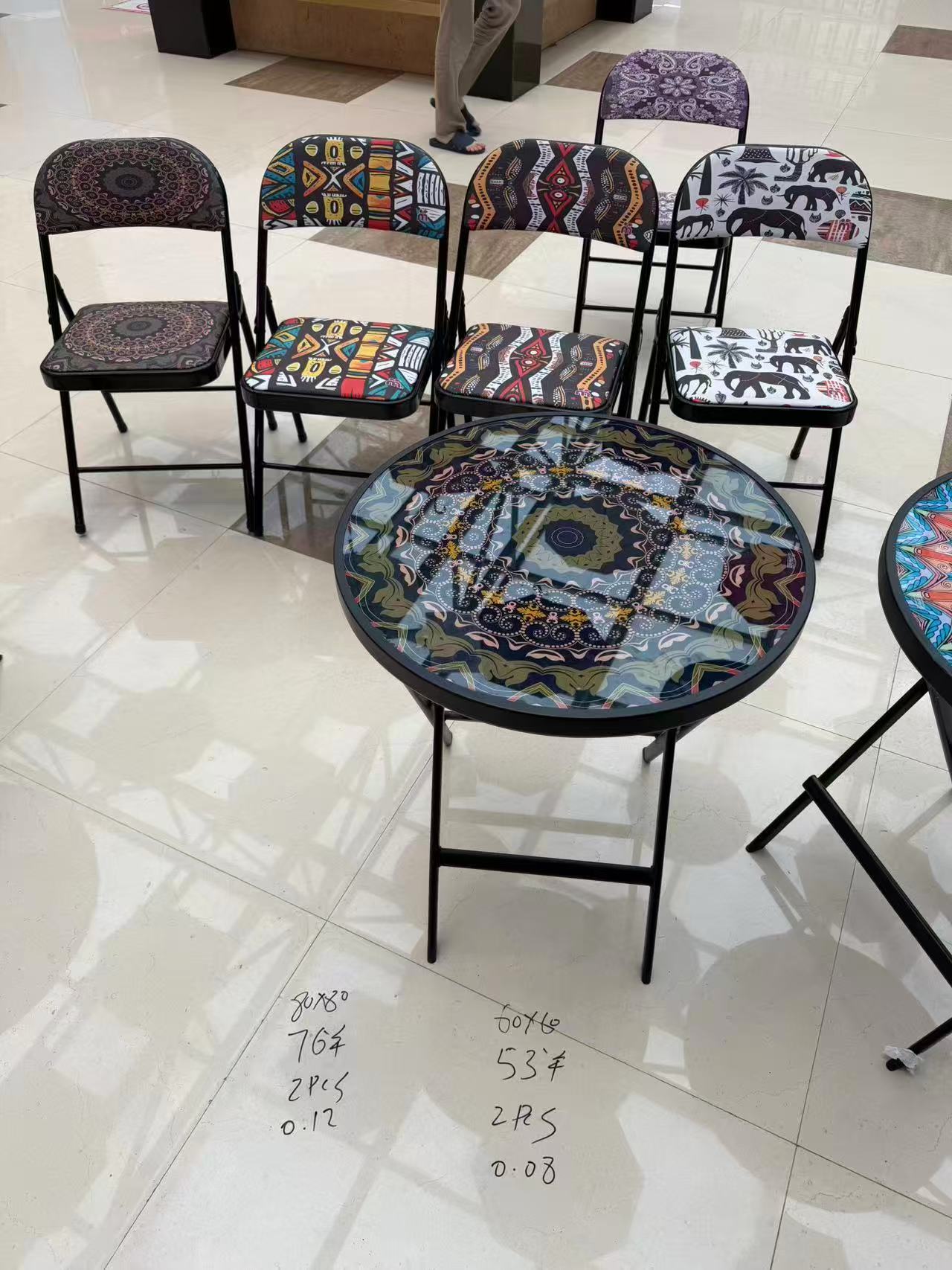 ترابيزه معدن مدور شكل مزخرف الوان مقاس 60×60