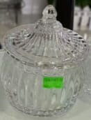 سكريه زجاج مدورمضلع بغطاء صغير