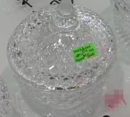 بونبونيره زجاج ابيض شفاف مرسوم بغطاء