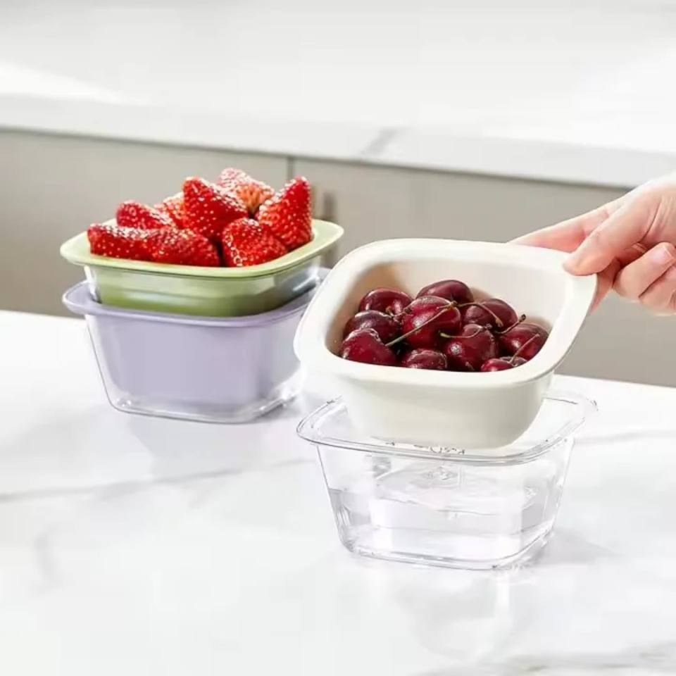 صحن تقديم وحافظ فواكهه شفاف  2*1